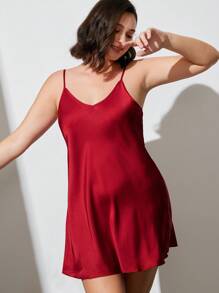 LUVLETTE 圣诞节和新年睡衣 红色性感基础款细肩带缎面睡裙伴娘轻盈女士睡衣内衣外穿娃娃衫吊带裙新娘睡衣和睡衣