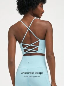 GLOWMODE Featherfit™ 綁帶運動內衣,輕度支撐,交叉背部設計 - 水藍色 - 查看 4