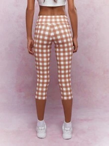 MISSGUIDED High Waist Checkered Print Capri Leggings - Multicolor - View 2