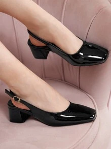 CUCCOO DOLLMOD Woman Shoes Fashionable Low-Heeled Shoes With Classic Black Back Strap For Summer Graduation Heels Prom Heels Vacation Shoes Summer Elegant Heels Spring Shoes Spring Break Easter For Christmas - Black - View 2