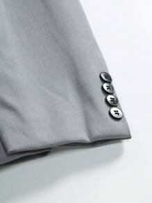 Manfinity Mode Bộ đồ nam dài tay màu trơn đơn giản với quần dài, trang phục hàng ngày - Xám - Xem 6