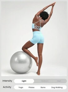 GLOWMODE Featherfit™ 綁帶運動內衣,輕度支撐,交叉背部設計 - 水藍色 - 查看 7