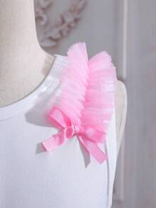 Tween Girls Cake Print Contrast Mesh Hem Tank Top & Tutu Skirt - Pink - View 6