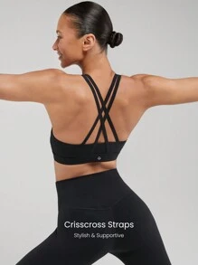 GLOWMODE FeatherFit™ Crossover Strap Sports Bra Gym