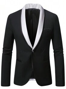 Manfinity Mode Chaqueta de hombre con cuello tipo solapa de contraste