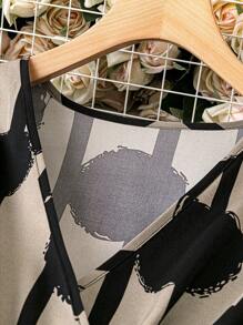 EMERY ROSE Women's V-Neck Overlapping Print Cinched Waist Long Sleeve Dress Maxi Women Outfit Fall Cloth For Women - Coffee - View 3