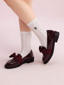 CUCCOO DOLLMOD Woman Shoes Fashionable Burgundy Bow Flat Loafers For Spring And Summer Vacation Shoes Summer