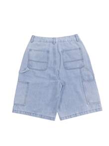 Summer Women Loose Baggy Low Rised Casual Street Style Denim Shorts - Blue - View 4