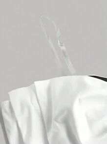 SHEIN Teen Girls' Black & White Off Shoulder Dress With Oversized Bow For Party Or Elegant Streetwear