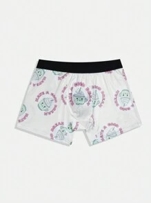 Men's Digital Printed Woven Band Square Cut Underwear - White - View 3