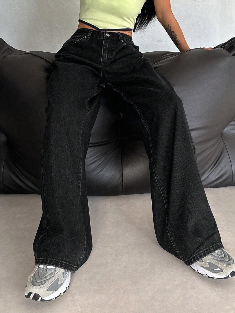 Women's Solid Color Simple Daily Wear Denim Pants Women Jeans