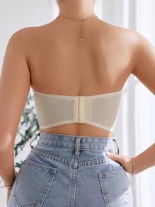 SHEIN Strapless Solid Underwire Bra - Apricot - View 2