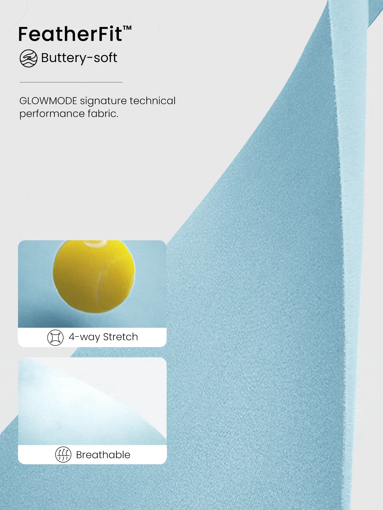 GLOWMODE Featherfit™ 綁帶運動內衣,輕度支撐,交叉背部設計 - 水藍色 - 查看 5