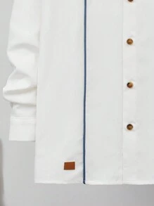 Ensemble de chemise à col droit à manches longues et pantalon pour garçon adolescent, parfait pour l'automne