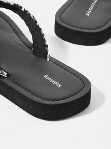 Styleloop 女士时尚黑色人字拖夏季度假鞋夏季促销波西米亚风复古乡村风法式鞋