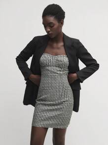 BizChic Black And White Plaid Strapless Elastic Short Dress, Autumn - Black and White - View 4