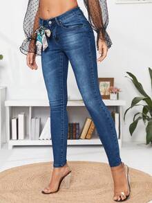 EURMUSE Ladies' Slim Fit Denim Jeans - Blue - View 5