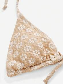 SHEIN Swim Floral Print Halter Triangle Swim Top & Tie Side Swim Bottom Bikini Set Summer Beach - Multicolor - View 5