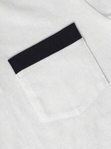 RueChic Polo régulier pour hommes avec blocs de couleur et poche - Blanc - Voir 5