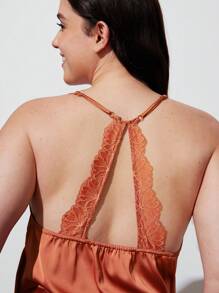 LUVLETTE Satin With Backless Lace Retro Cami And Panty Women Pajama Set Lingerie As Outerwear Lounge Sets For Women