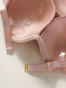 Women's Casual Backless Apricot Plain Push Up Bra Strapless Medium Stretch Padded Bralette Lingerie - Apricot - View 6