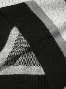 ROMWE MEN Academia Men's Collared Half Button Striped Sleeve Long Sleeve Sweater, Daily Casual, School