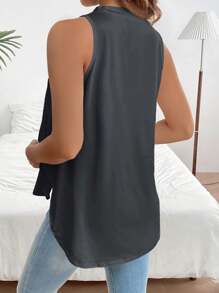 SHEIN 孕婦素色無袖背心，適合日常穿著 - 深灰色 - 查看 2