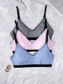 Moonlight&Mama 3pcs Simple Maternity Daily Wear Nursing Bra Set - Multicolor - View 1