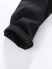 SHEIN Quần jean bó rách có thể điều chỉnh cho bé trai tuổi teen Urban Street Dark Punk Bold Gothic tương phản Death Angles thêu, món đồ thời trang đa năng phải có quanh năm - màu đen - Xem 7