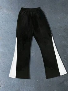 Manfinity EMRG Manfinity Sporsity 返校季男士拼色简约日常抽绳短裤 - 黑色 - 查看 3