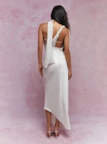 MISSGUIDED 深 V 领透明圆点长裙（配围巾）