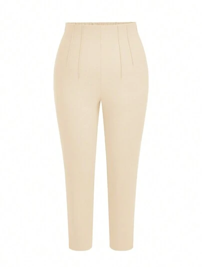 SHEIN LUNE Plus Size Casual Plaid Tapered Pants For Autumn & Winter