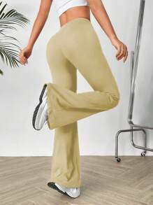 SHEIN Unity 日常穿著的褶皺前開叉喇叭褲