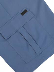 Manfinity Homme Men's Summer Casual Solid Color Cargo Shorts With Flap Pockets And Drawstring