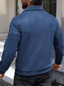 Manfinity Homme Men Flap Pocket Zip Up Jacket Without Tee - Navy Blue - View 2