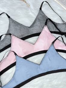 Moonlight&Mama 3pcs Simple Maternity Daily Wear Nursing Bra Set - Multicolor - View 6