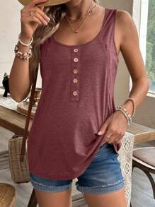 SHEIN 孕妇纯色吊带哺乳上衣，简约时尚，适合夏季 - 酒紅色 - 查看 5