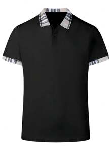 Manfinity Dauomo Men's Simple Printed Short Sleeve Polo Shirt - Black - View 4