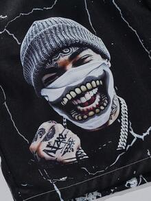 ROMWE MEN Street Life 男士图案编织短裤，适合春夏季日常穿着、上学 - 彩色 - 查看 3