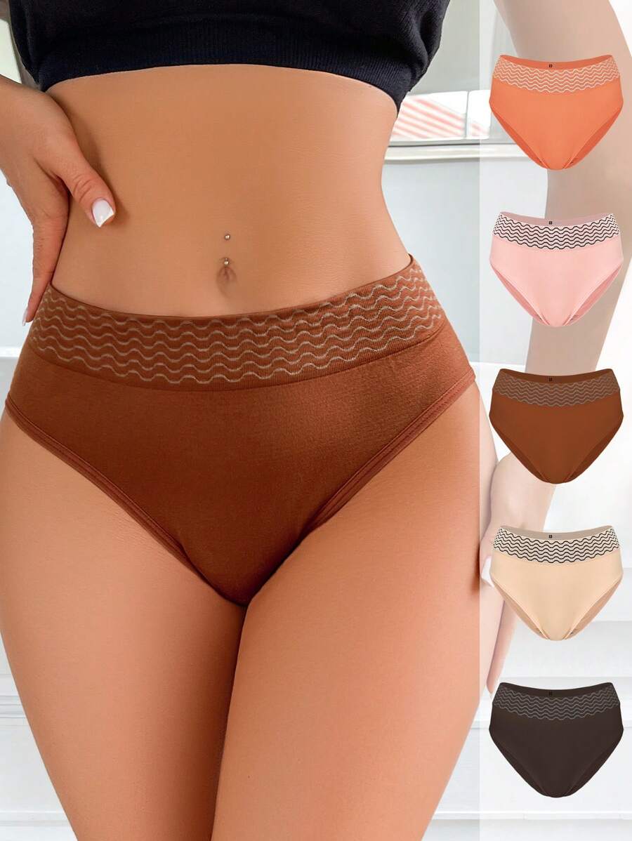 5pcs Seamless Comfort Triangle Panties Set - Multicolor - View 1