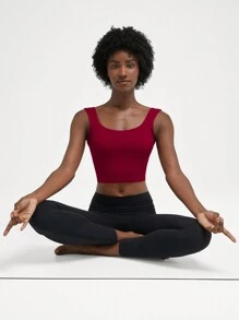 GLOWMODE FeatherFit™ U Back Cutout Active Crossover Red Tank Top Light Support Low Impact Yoga Daily Gym Fall Winter