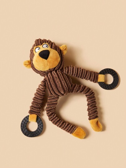 PETSIN Juguete para perros de peluche de pana en forma de mono con sonido BB, resistente a mordidas