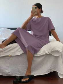 Livesso 女士夏季休闲纯色连衣裙太阳裙