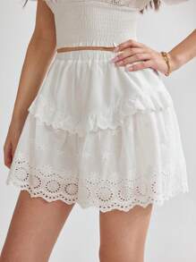 Enchnt Women's Solid Color Simple Casual Shorts - White - View 5