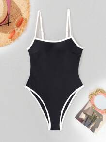 Swim Vcay Contrast Binding One Piece Swimsuit For Summer - Multicolor - View 7