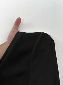 SHEIN EZwear Plus Solid Open Front Crop Jacket For Dailywear Winter Fall Autumn - Black - View 7