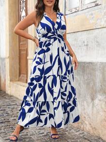 Franclia Vestido sin mangas para mujer de talla grande con estampado aleatorio - Multicolor - Ver 6