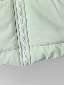 SHEIN Young Boy Fluffy Spliced Hooded Long Sleeve Winter Padded Coat/Jacket