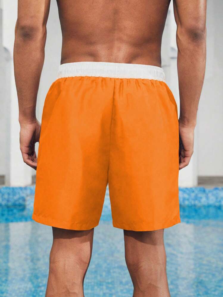 Manfinity VDAYZ Shorts de plage pour hommes à taille à cordon de serrage avec bordure contrastée - Multicolore - Voir 2