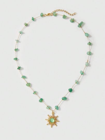 Fairycore Vintage Personalized Gold Sun Pendant Necklace